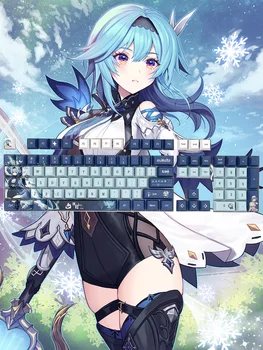 Genshin Darbe Eula Keycaps Klavye Dekoratif Aksesuar Kapağı 126 Tuşları Kiraz Yüksekliği Pbt Beş Taraflı Süblimasyon Anime Klavye Tuş Takımı
