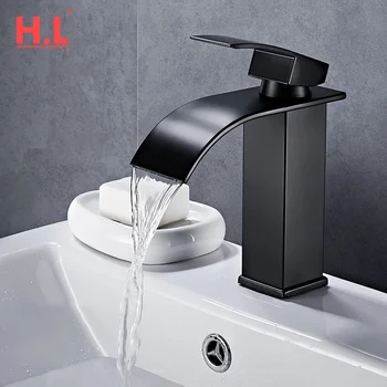 Şelale Havzası Musluk Banyo Bataryası Vanity damarlı lavabolar musluk bataryası Soğuk Ve Sıcak Güverte Dağı Havzası Yıkama Muslukları