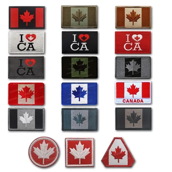Kanada Bayrağı İşlemeli Yamalar Akçaağaç Yaprağı Kanada Bayrakları Askeri Yamalar Taktik Amblemi Aplikler 3D Nakış Rozetleri