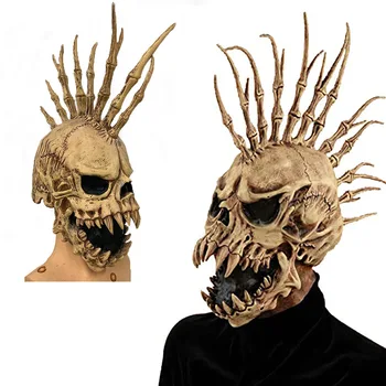 Cosplay Korkunç Kafatası Maskesi Şeytan Evil Zombi Lateks Uzun boynuzlu Canavar Maskeleri Cadılar Bayramı Maskesi Korku Parti Sahne