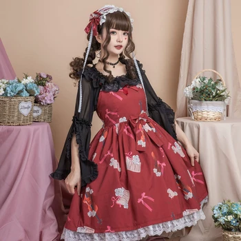 2021 Jsk Lolita Elbise Victoria Prenses Kawaii Baskı çay Partisi Vintage Yumuşak Kardeş Loli Askı Bebek Bebek Elbise Kadın Y2k