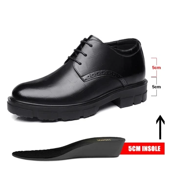 Yükseltmek 8/10CM Adam Platformu Yüksek Topuk Ayakkabı Siyah Elbise Erkek Resmi Ofis deri ayakkabı Erkekler için Zarif İş Asansör Ayakkabı