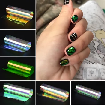 6 Farklı Renkler / Paketi Kırık Cam Parçaları Ayna Folyo İpuçları Stencil çıkartma Tırnak Sanat süslemeleri Sticker Sevimli DIY Araçları