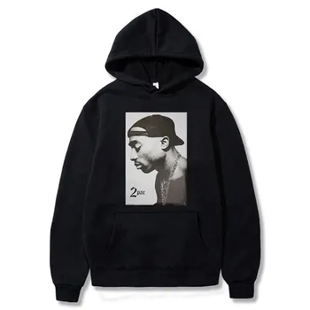 2PAC Hoodies Rapçi Tupac Baskı Streetwear Erkekler Kadınlar Moda Büyük Boy Tişörtü Hoodie Hip Hop Siyah Eşofman Kazak Ceket