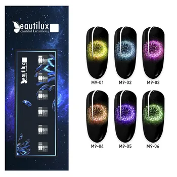 Beautilux Jel cila kiti 9D Galaxy Kedi Gözü Jel Oje Lot Manyetik UV LED Jeller Vernik Yarı Kalıcı Tırnak Cila 6 adet / takım