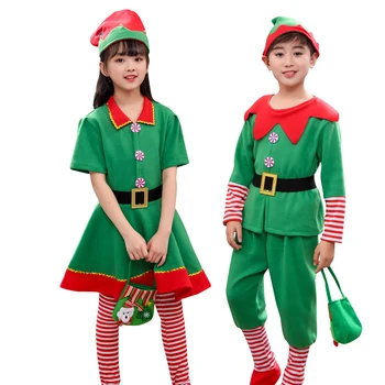 Cadılar bayramı Noel Noel Baba Elf Kostüm Çocuklar Yetişkin Aile Eşleştirme Giyim Yeni Yıl Kıyafet Kız Erkek Noel Baba Cosplay Şapka