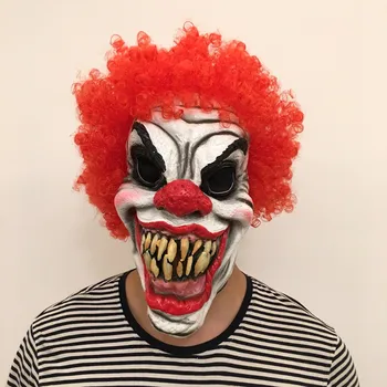 Korku Cadılar Bayramı Palyaço Evil Tepegöz Lateks Kostüm Maske Parti Korkunç Palyaço Maskesi Kızıl Saç Cosplay Kostüm Sahne Komik