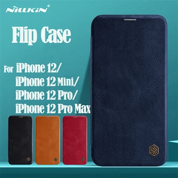 ıphone 12 Pro Max Flip Case iPhone 12 Mini 12 Pro Telefon Çantası Nillkin Qin Deri Kapak Çevirin Kart Cep Kılıfı için iPhone12