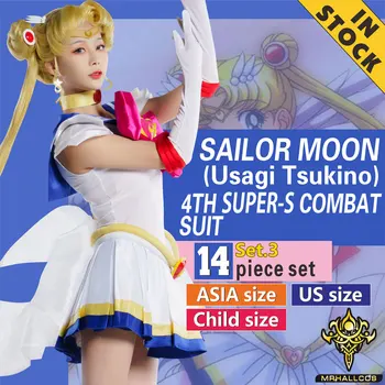 MRHALLCOS Anime Cosplay Sailor Moon Usagi Tsukino Üstleri Kristal Elbise Kıyafetler Kostüm Cadılar Bayramı Partisi Çocuk Yetişkin Kadın Artı Boyutu