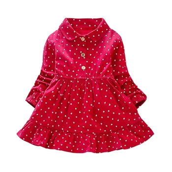 Kız Elbise Sonbahar Yeni Çocuk Clohting Nokta Baskı Moda Çocuklar Prenses Elbise Bebek Kız Elbise