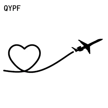 QYPF 18.4 cm*6.2 cm Narin Uçan Uçak Trail Kalp Aşk Vinil Araba Sticker Akıllı Çıkartması Çeşitli Grafik C18-0623