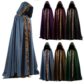 Yeni Ortaçağ Uzun Pelerin Cadılar Bayramı Partisi Yetişkin Cosplay Unisex Mage Büyücülük Wicca Robe Gizlemeyin Elbise Kapüşonlu Pelerin Kostüm
