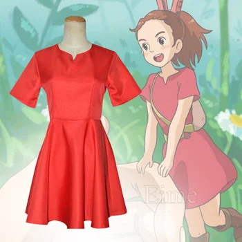 Arrietty Cosplay Gizli Dünya Anime Film Kostüm Kadınlar İçin Halloween Karnaval Kırmızı Elbise ve Çocuklar Özel Yapılan