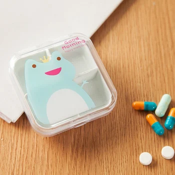 4 Yuvaları Şeffaf Sevimli Karikatür Mini Depolama Tıp Hap Kutusu Taşınabilir Boş plastik saklama kutusu Kılıfları Seyahat Aksesuarları