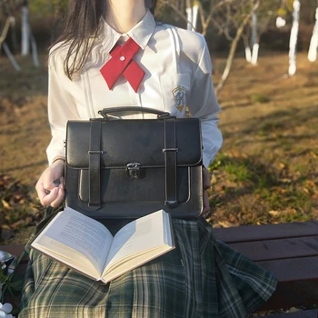 Büyük Çift Omuz Jk Üniforma Çanta Pu Çapraz Taşınabilir Japon Kolej Tarzı Japon Vintage Lolita Çünkü Loli Çantası
