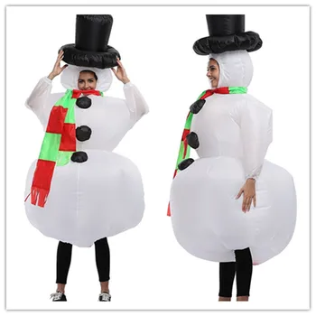 Yetişkin Noel şişme kardan adam Cosplay Kostüm Infilak Fantezi parti elbisesi Cadılar Bayramı Karnaval Elbise