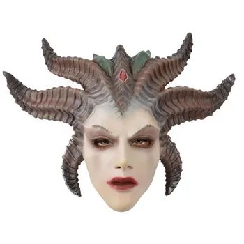 Oyun Diablo IV Lilith Şeytan maskesi Cosplay Korku Şeytan Vampir Lateks Maskeleri Kask Cadılar Bayramı Partisi Kostüm Sahne