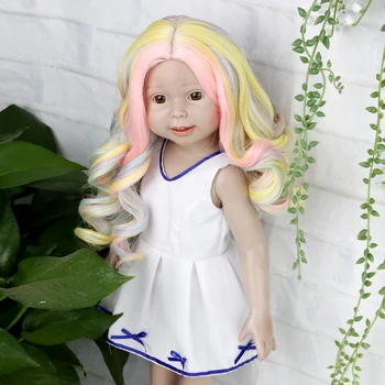 MUZIWIG 18 inç amerikan oyuncak bebek Peruk İsıya Dayanıklı Uzun Kıvırcık Saç DIY Bebek Aksesuarları Doğal Renk Dalgalı Peruk DIY Bebekler İçin