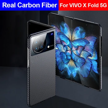 VİVO X Kat 5G Durumda Gerçek Karbon Fiber Ultra İnce Aramid Elyaf Koruma arka kapak Çapa Vivo X Kat Kılıfı Fundas