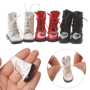 1 Çift Mini PU Deri Çizmeler Kalp Bandaj Ayakkabı 1/6 Bebek Oyuncak Aksesuarları El Yapımı Sevimli Bebek Ayakkabı çocuk oyuncakları Doğum Günü Hediyeleri