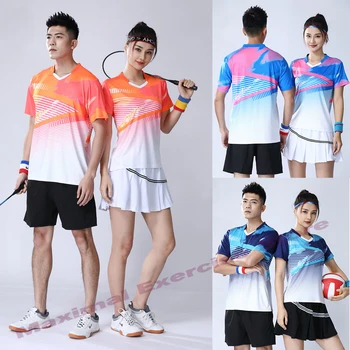 Yeni Erkek Kadın Tenis Gömlek, Kız Erkek Badminton T Shirt, Kadın Masa Tenisi formaları Etek Elbise, Erkek Koşu Spor Şort