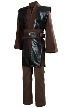 Anakin Skywalker Cosplay Kostüm Kahverengi Hiçbir Saat Kostüm Suit Cadılar Bayramı Karnaval Cosplay Kostümleri Yetişkin Erkekler için