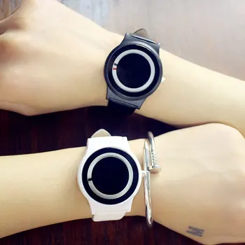 Moda ve sözleşmeli Çiftler İzle Harajuku Tarzı Saat Şeker Renk PU Deri Kayış Kuvars bilek saatleri Unisex Kadın Erkek