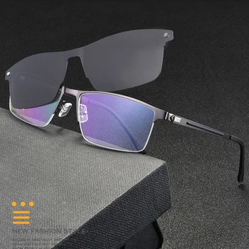 Gmei Optik Yarı Çerçevesiz Optik erkek Gözlük Çerçevesi Manyetik klipsli Güneş Şemsiyeleri Metal Alaşımlı Gözlük Gözlük