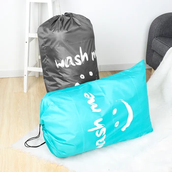 Moda Gülümseme Şekli naylon çamaşır torbası Yıkama Bana Seyahat çanta Giysi Organizatör Makinesi Yıkanabilir Kirli Yıkama İpli Çanta
