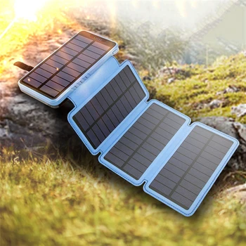 Katlanır güneş enerjisi bankası 20000mAh Su Geçirmez Taşınabilir 2.1 A Hızlı Şarj Poverbank GÜNEŞ PANELI şarj edici güç bankası Akıllı Telefonlar için