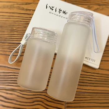 Yeni sızdırmaz Mat Cam Su kapaklı şişe Halat Taşınabilir Seyahat Açık Spor Su Şişesi Unisex Spor Su Bardağı