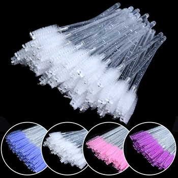 OKAYLASH Renkli Kristal Glitter Kirpik Tarak Göz Kirpik Beyaz Maskara Fırçaları Tek Kullanımlık Kirpik Fırçaları Kaş Aplikatörler