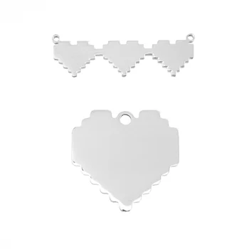 10 adet Kalp kolye DIY Kolye yapmak baskı Paslanmaz Çelik Testere Dişi şekli Kalp her iki taraf ayna cilalı boş charm