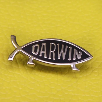 Darwin balık iğnesi evrim broş kökenli türler Charles Darwin rozetleri naturalist hediye siyah goth pimleri takı