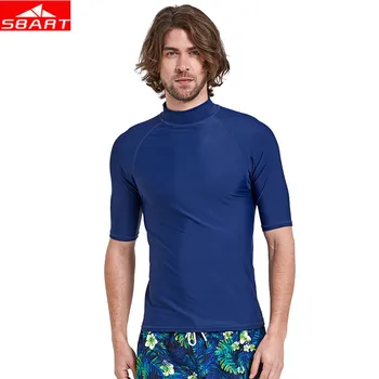 SBART erkek tüplü dalış giysisi Yaz UV Sörf Döküntü Muhafızları Gömlek Kısa Kollu Yüzme Sörf Şnorkel dalgıç kıyafeti Üstleri 4XL