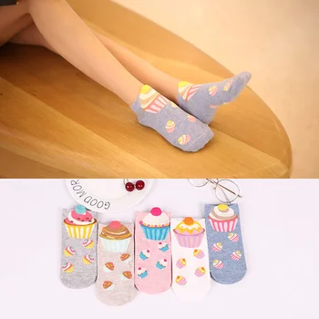 5 Çift / grup Kadın Pamuk Çorap Sevimli Kawaii Ayak Bileği Çorap Kısa Güzel Kadın Çorap Rahat Lolita Kız Yeni Yıl Çorap Sıcak Boyutu 34-40