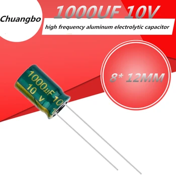 20 adet 10V1000UF 8X12 10V 1000UF Düşük ESR / Empedans yüksek frekanslı alüminyum elektrolitik kondansatör boyutu 8X12 10v 1000uf 20%