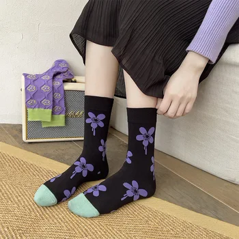 Kadınlar Etnik Vintage Komik Çiçek Essentials Çorap Sonbahar Kızlar Pamuk Ev Termal Sıcak Uzun Çorap Kadın Ucuz Ürünler