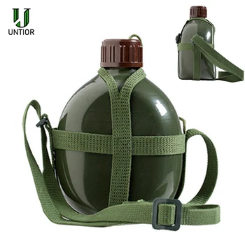 UNTIOR alüminyum askeri ordu şişesi şarap su şişesi pişirme bardak omuz askısı ile yürüyüş su ısıtıcısı açık araçları 1L / 2L
