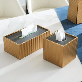 Avrupa Pirinç Doku Kutusu Modern Oturma Odası Masaüstü kağit kutu Batı Restoran Masaüstü Peçete Organizatör Ev Dekorasyon