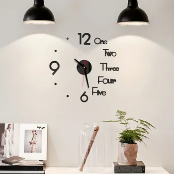 Mini Ev duvar saati 3D DIY Akrilik ayna çıkartmaları Ev Dekorasyon Oturma Odası İçin Kuvars İğne Kendinden Yapışkanlı Asılı İzle
