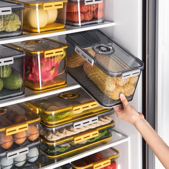 Buzdolabı saklama kutusu Mutfak Saklama Kabı Gıda Sınıfı PET Plastik Şeffaf Kalınlaşmış Zaman İşleyişi Dondurulmuş Organizatör Kutusu