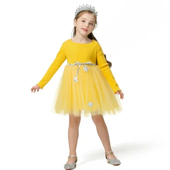 Kızlar Sonbahar Elbiseler Çocuklar 2 3 4 5 6 7 Yıl Uzun Kollu Örgü Prenses Doğum Günü Partisi Tutu günlük kıyafetler Çocuk Kış Elbise