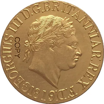 24 - K altın kaplama 1819 Birleşik Krallık 1 Egemen-George III paraları kopya
