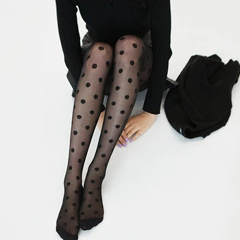 Japonya Tarzı Nokta Desenli Kadın Külotlu Çorap Moda Tatlı Kız Siyah Seksi Tayt Kadın Çorap Şeffaf İpek Tayt