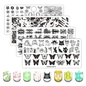 Kelebek Kedi Pençe Tırnak tırnak yapıştırması Dantel Mektup Hattı Nail Art Design Şablon Baskı Mürekkebi Render Paslanmaz Çelik Manikür Aracı