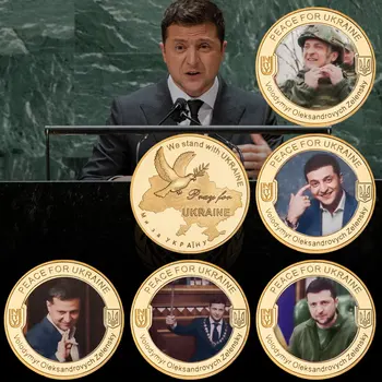 Sıcak Zelensky Altın Kaplama hatıra parası Seti Ukrayna Cumhurbaşkanı Hatıra Parası Ordu Mücadelesi Coin Madalya Koleksiyon Hediyeler