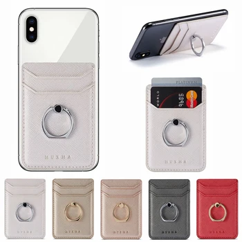 Deri Cep Telefonu Cüzdan Sticker iPhone 11 12 13 Pro Max Halka Tutucu Cep Kart Yuvası Sticker Xiaomi Samsung Huawei için