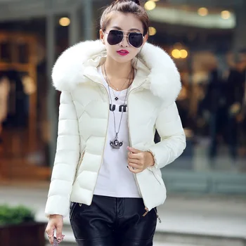 2022 Yeni Kadın Kış Ceket Sahte Kürk Yaka kadın Parka Kısa Dış Giyim Sıcak Aşağı pamuklu ceket kışlık ceketler Kadın Ceket Trend