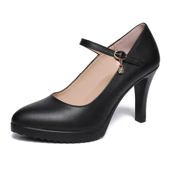 SWONCO Siyah Model Topuklu Ayakkabı Kadın OL Pompaları 2020 Bahar Yeni Kadın Beyaz / kırmızı Düğün yüksek topuklu ayakkabı Pompaları rahat ayakkabılar Bayan